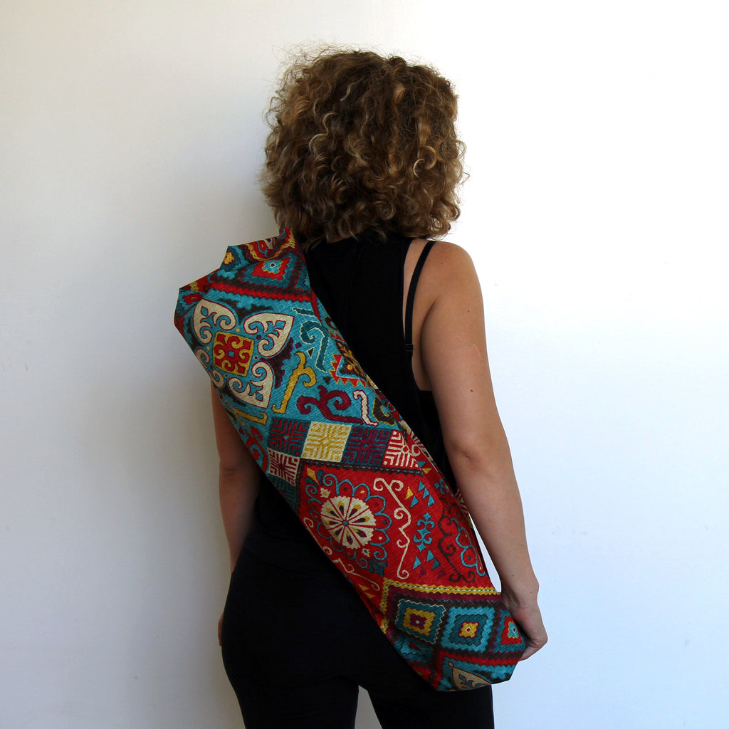 Handmade Yoga Mat Bag Sports Bags Woven Cotton Yoga Bag Tote Yoga Sling bag  Pilates Bag Pilates Mat Bag Canvas Bag Women yoga bag (YB103) - LaFactory
