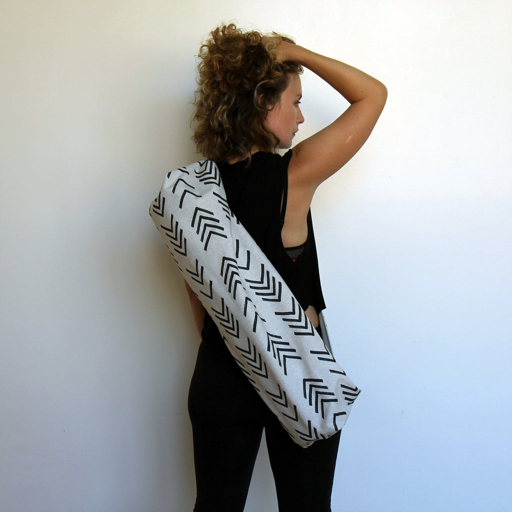 Large Yoga Mat Bag - Black & White - easily fit your mat
